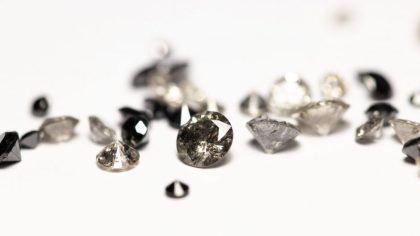 Natural Salt and Pepper Diamonds, Black Diamonds. Brilliant Cut Gemstones. Faceted